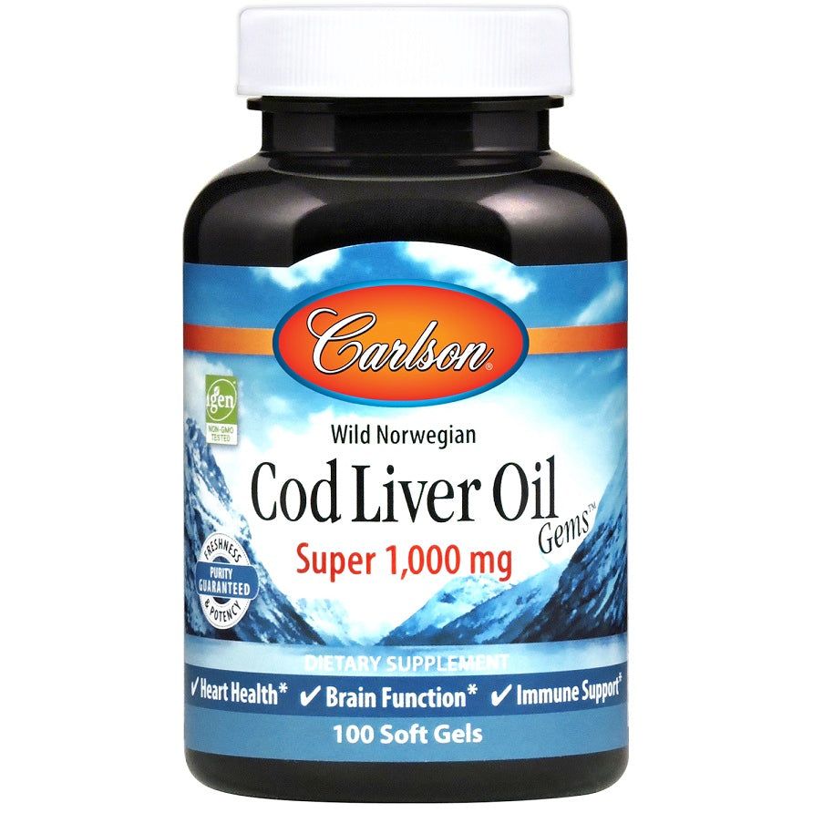 Wild Norwegian Cod Liver Oil Gems, 1000mg - 100 softgels