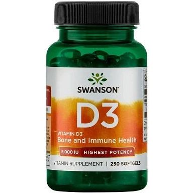 Vitamin D-3, 5000 IU - 250 softgels