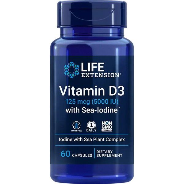 Vitamin D3 with Sea-Iodine, 5000IU - 60 caps