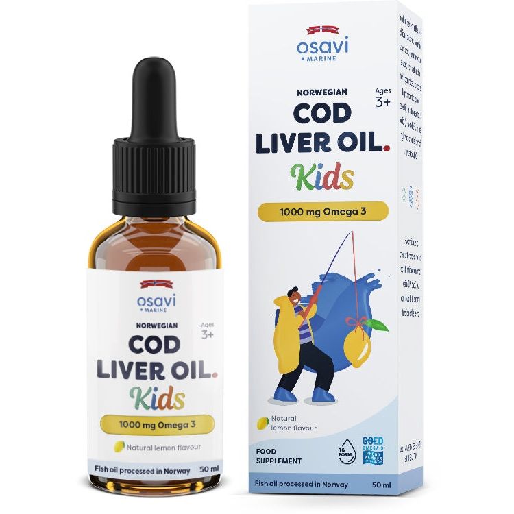 Norwegian Cod Liver Oil Kids, 1000mg Omega 3 (Lemon) - 50 ml.