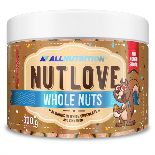 Nutlove Whole Nuts, Almonds in White Chocolate & Cinnamon - 300 grams