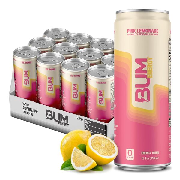 Bum Energy, Pink Lemonade - 12 x 355 ml.