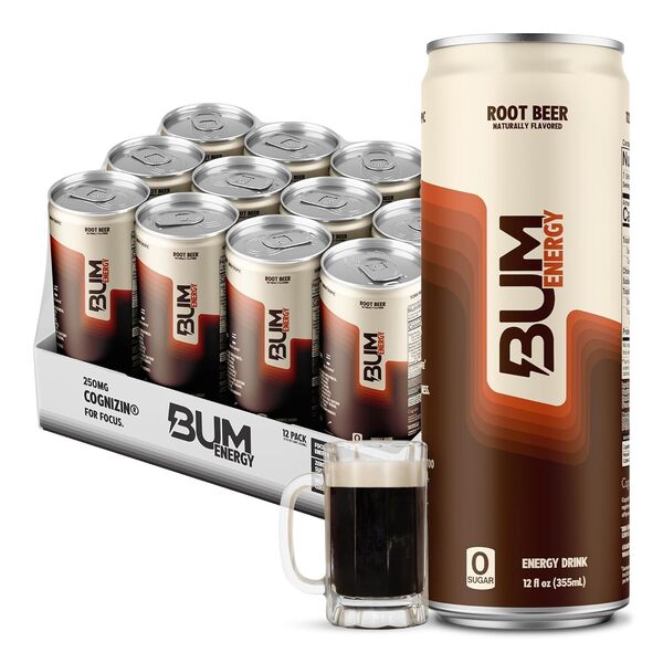 Bum Energy, Root Beer - 12 x 355 ml.