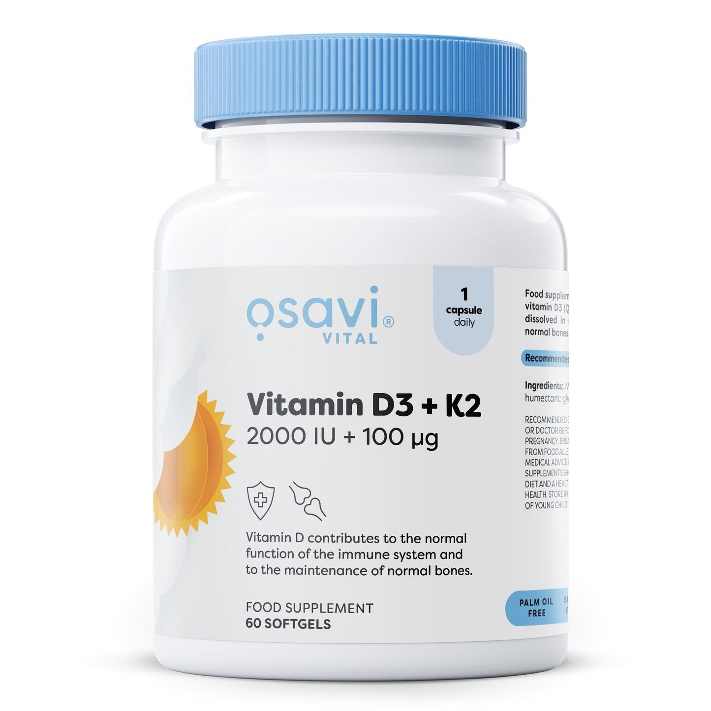 Vitamin D3 + K2, 2000IU + 100mcg - 60 softgels