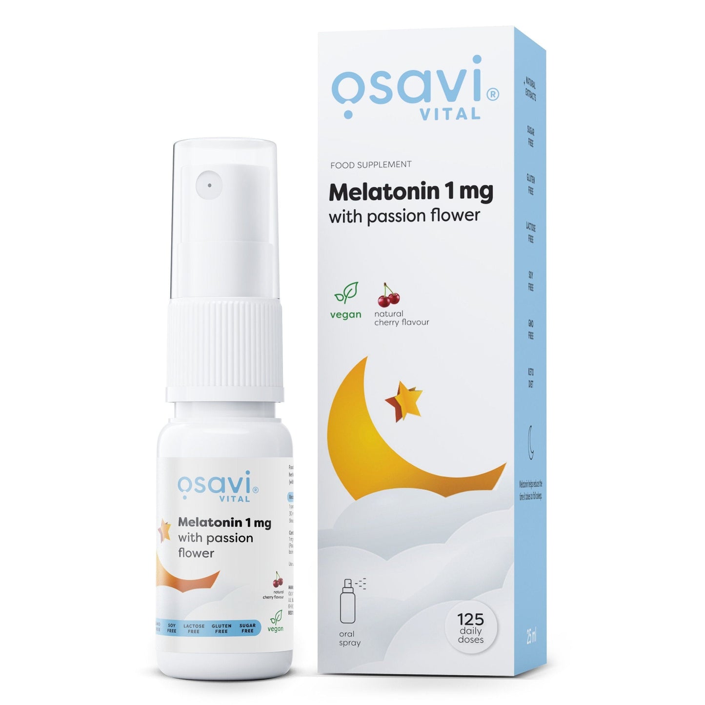 Melatonin with Passion Flower Oral Spray, 1mg (Cherry) - 25 ml.