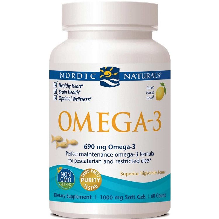 Omega-3, 690mg Lemon (Fish Gelatin) - 60 softgels