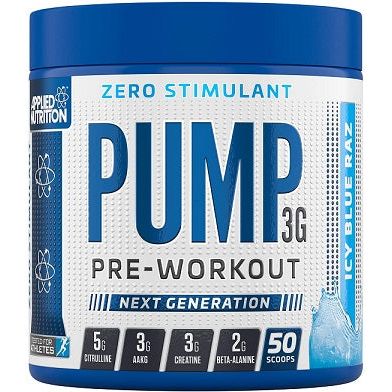 Pump 3G Pre-Workout (Zero Stimulant), Icy Blue Raz (EAN 634158794353) - 375 grams