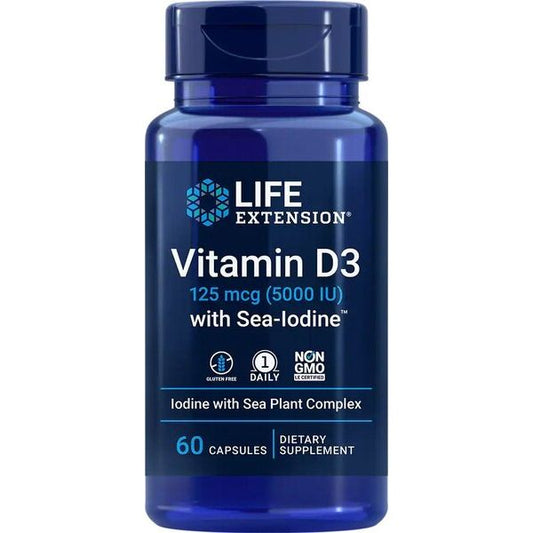 Vitamin D3 with Sea-Iodine, 5000IU - 60 caps