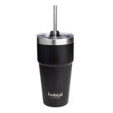 Bohtal Double Insulated Travel Mug with Straw, Black - 600ml.