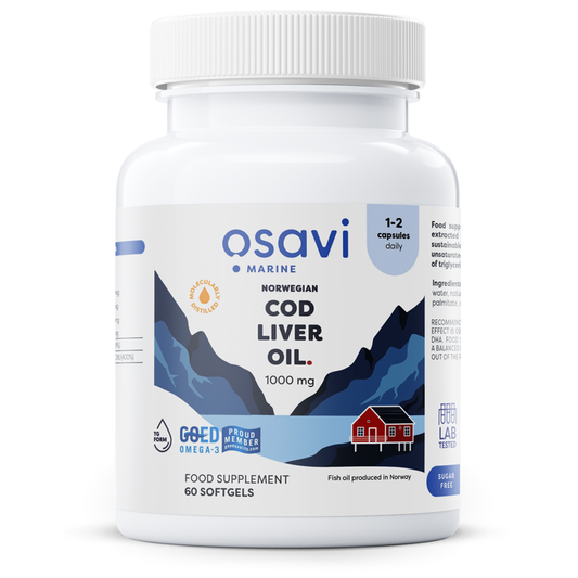 Norwegian Cod Liver Oil Softgels, 1000mg (Lemon) - 60 softgels