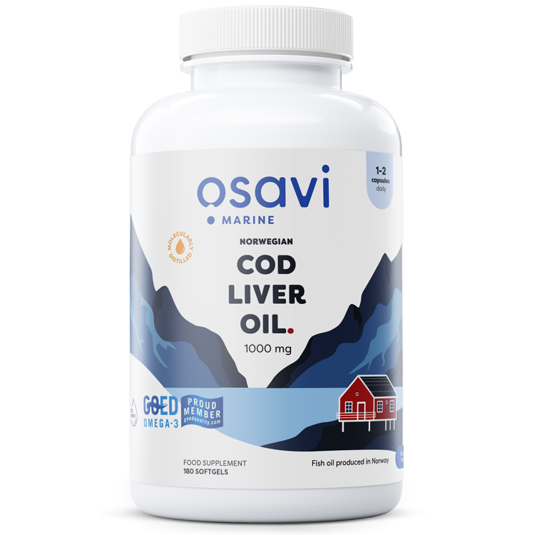 Norwegian Cod Liver Oil Softgels, 1000mg (Lemon) - 180 softgels