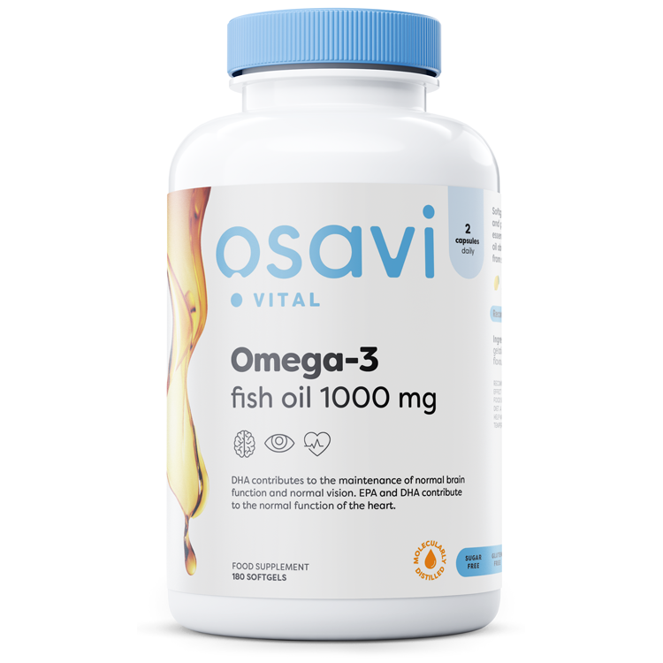 Omega-3 Fish Oil Molecularly Distilled, 1000mg (Lemon) - 180 softgels