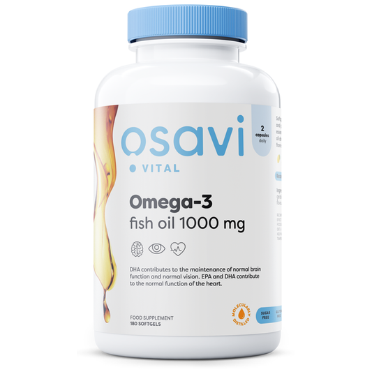 Omega-3 Fish Oil Molecularly Distilled, 1000mg (Lemon) - 180 softgels