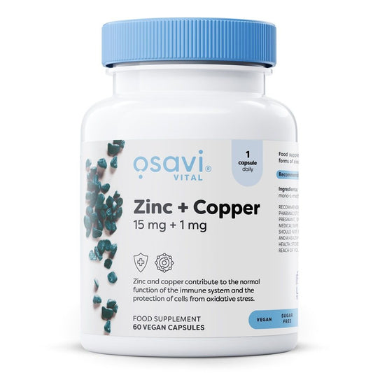 Zinc + Copper, 15mg + 1mg - 60 vegan caps
