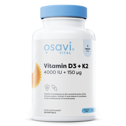 Vitamin D3 + K2, 4000IU + 150mcg - 120 softgels