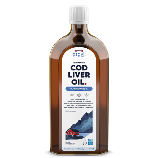 Norwegian Cod Liver Oil, 1000mg Omega 3 (Unflavoured) - 500 ml.