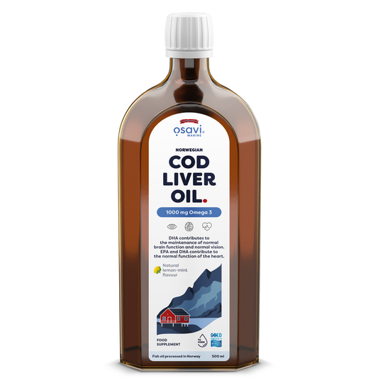 Norwegian Cod Liver Oil, 1000mg Omega 3 (Lemon-Mint) - 500 ml.