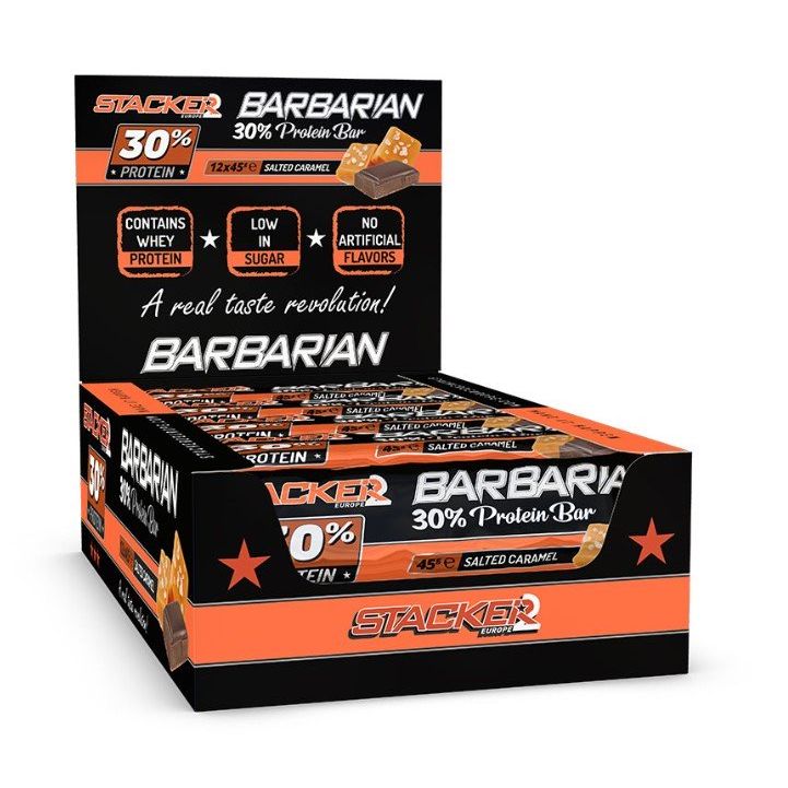 Barbarian 30% Protein Bar, Salted Caramel - 12 x 45g