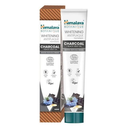 Whitening Antiplaque Toothpaste Charcoal + Black Seed Oil, Mint - 75ml.