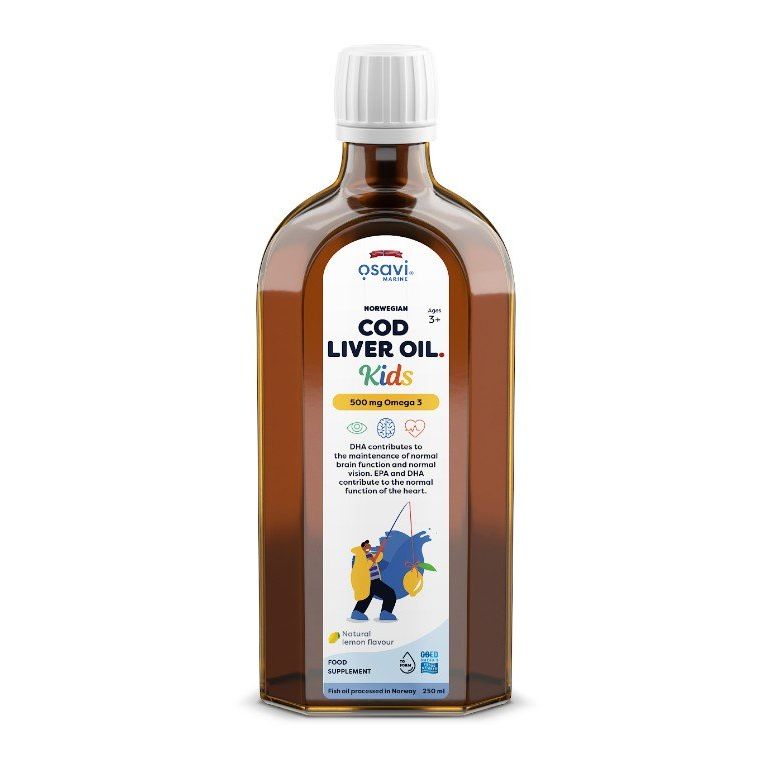 Norwegian Cod Liver Oil Kids, 500mg Omega 3 (Lemon) - 250 ml.