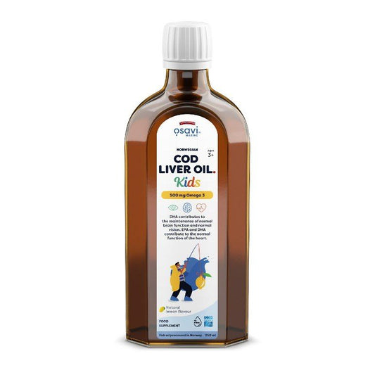 Norwegian Cod Liver Oil Kids, 500mg Omega 3 (Lemon) - 250 ml.