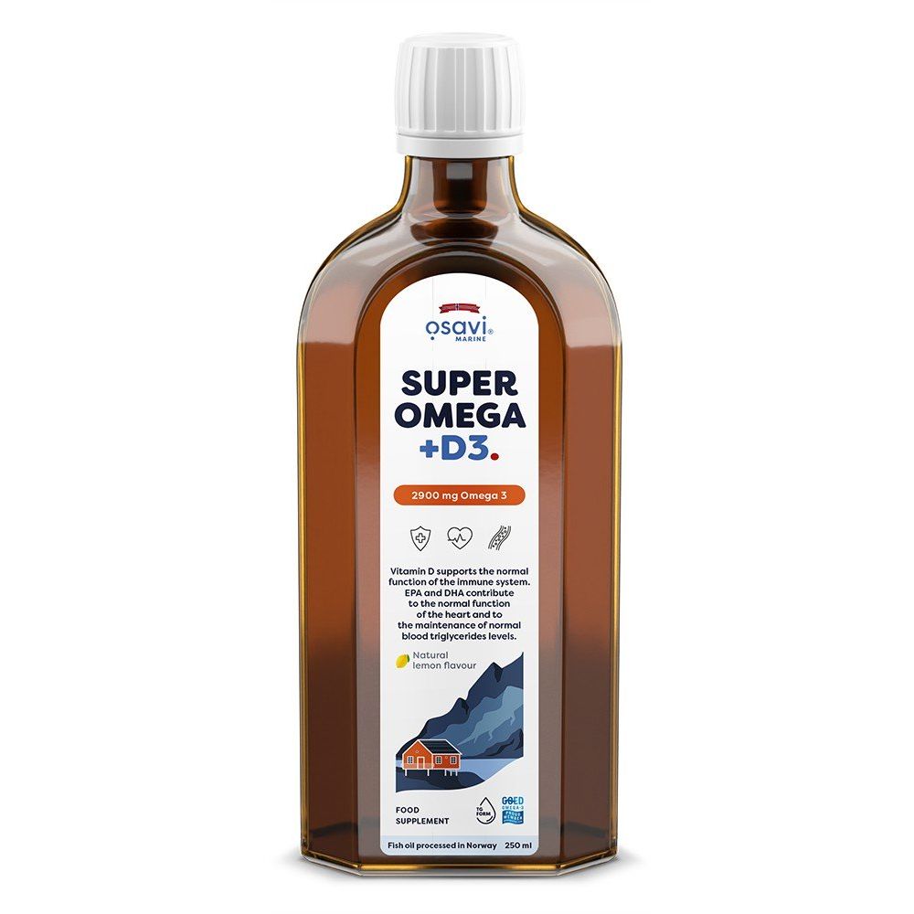 Super Omega + D3, 2900mg Omega 3 (Lemon) - 250 ml.