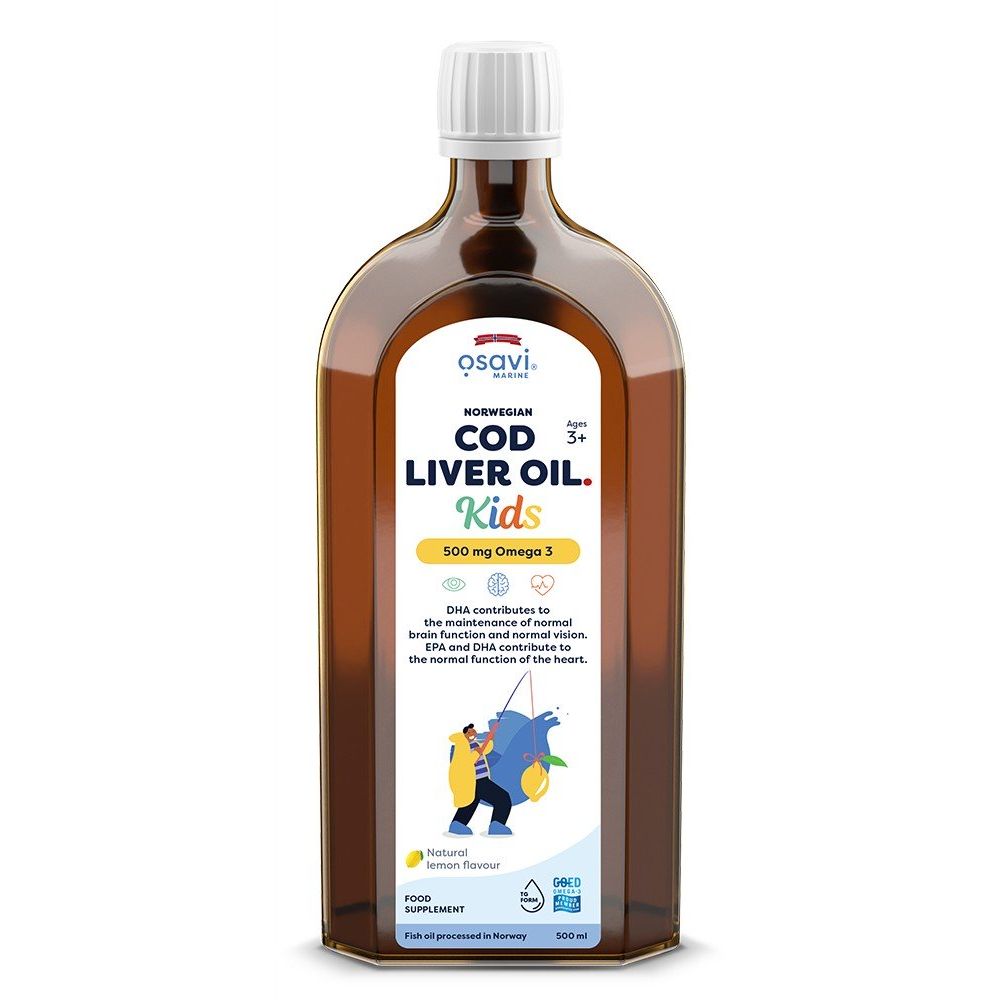 Norwegian Cod Liver Oil Kids, 500mg Omega 3 (Lemon) - 500 ml.