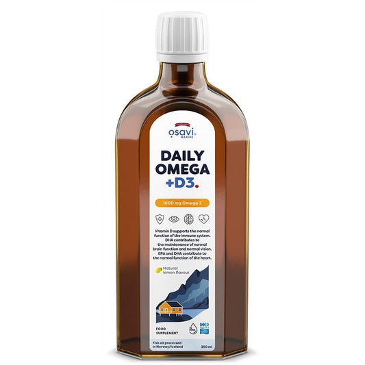 Daily Omega + D3, 1600mg Omega 3 (Natural Lemon) - 250 ml.
