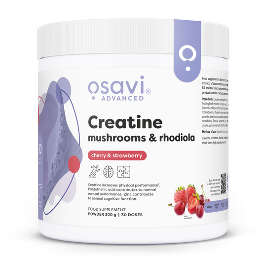 Creatine, Mushrooms & Rhodiola, Cherry & Strawberry - 300 grams
