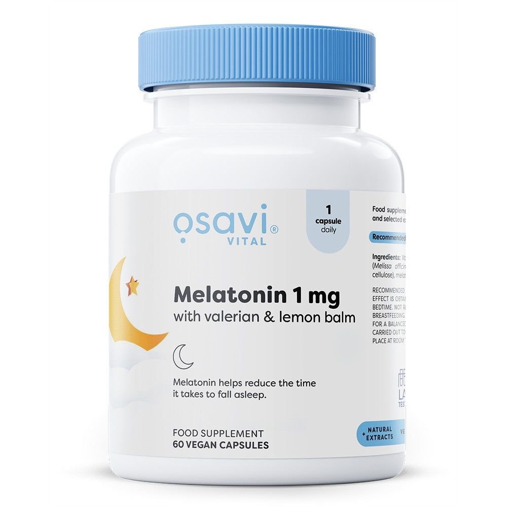 Melatonin with Valerian & Lemon Balm, 1mg - 60 vegan caps