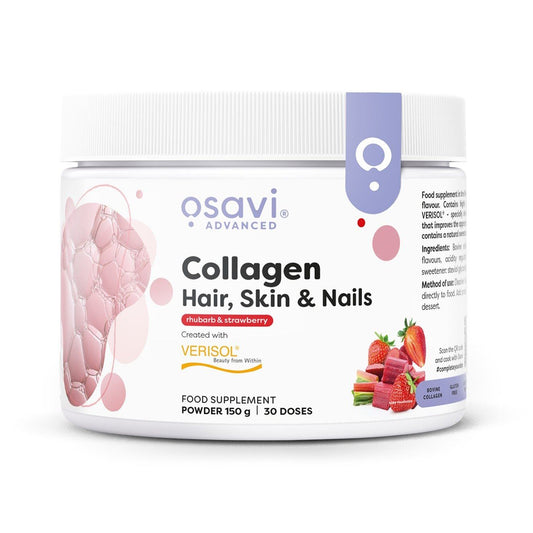 Collagen Peptides (Hair, Skin & Nails), Rhubarb & Strawberry - 150 grams