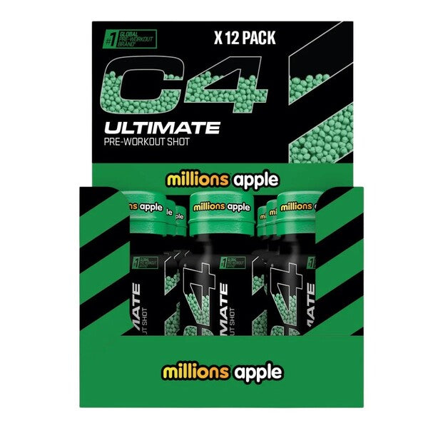 C4 Ultimate Pre-Workout Shot, Millions Apple - 12 x 60 ml.